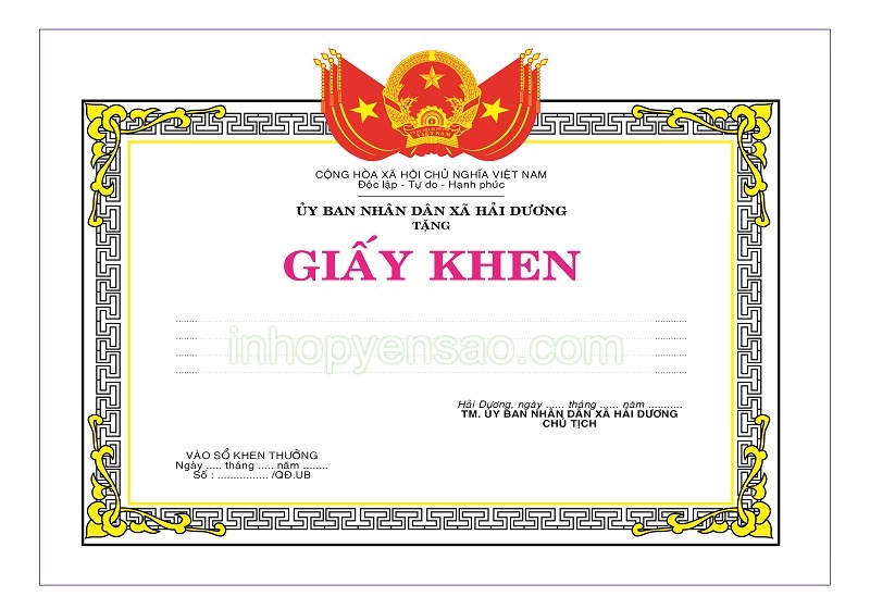 Mẫu giấy khen - 3