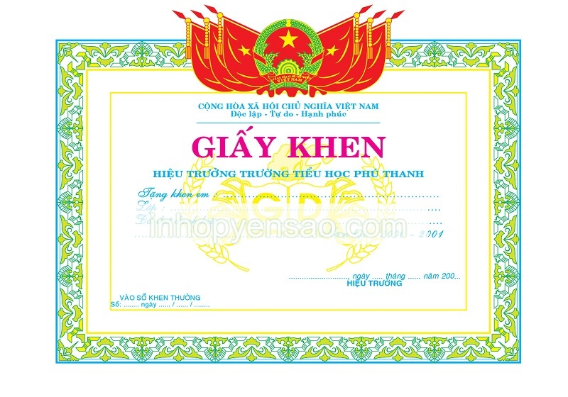 Mẫu giấy khen - 8